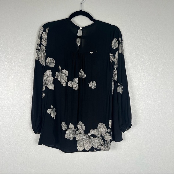 Forever 21 floral long sleeve blouse black‎ Sz XS - Picture 5 of 5
